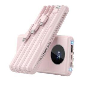 Joyfar 10000mAh Portable Power Bank with Built-In 4 Charging Cables, New , Seale